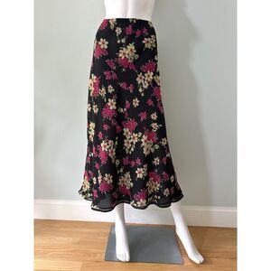 Notations Vintage Y2k Floral Reversible Polka Dot Midi Skirt size XL